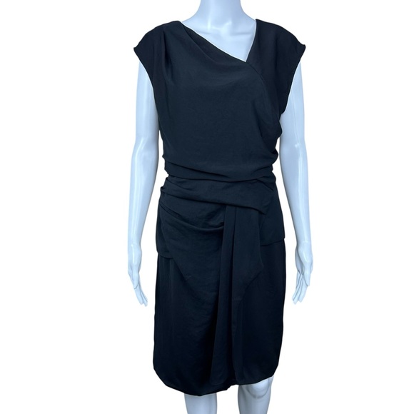 Helmut Lang Flash Draped Twist Sheath Dress Sz 6 Sleeveless Lagenlook Goth - Picture 5 of 16